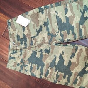 Free People Remy Pant Camo Camouflage Printed Wide Leg Jeans 24 NWT